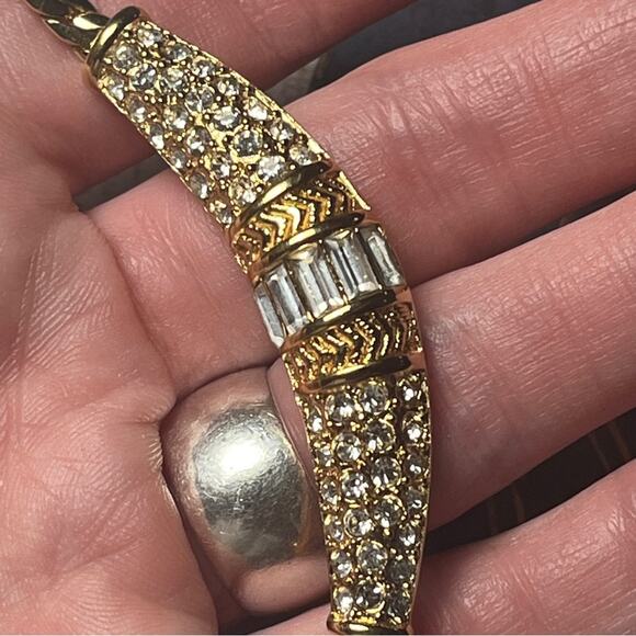 Christian Dior Gorgeous Vintage Gold and Rhinestone Sparkling Collar Necklace D2 - Picture 1 of 8